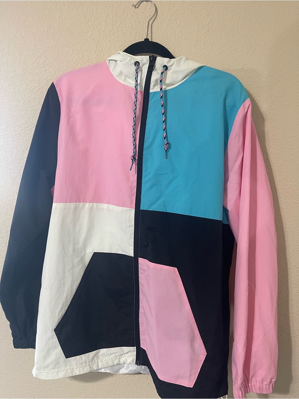 Empyre Pink, Blue & Black Colorblock Hooded Jacket
